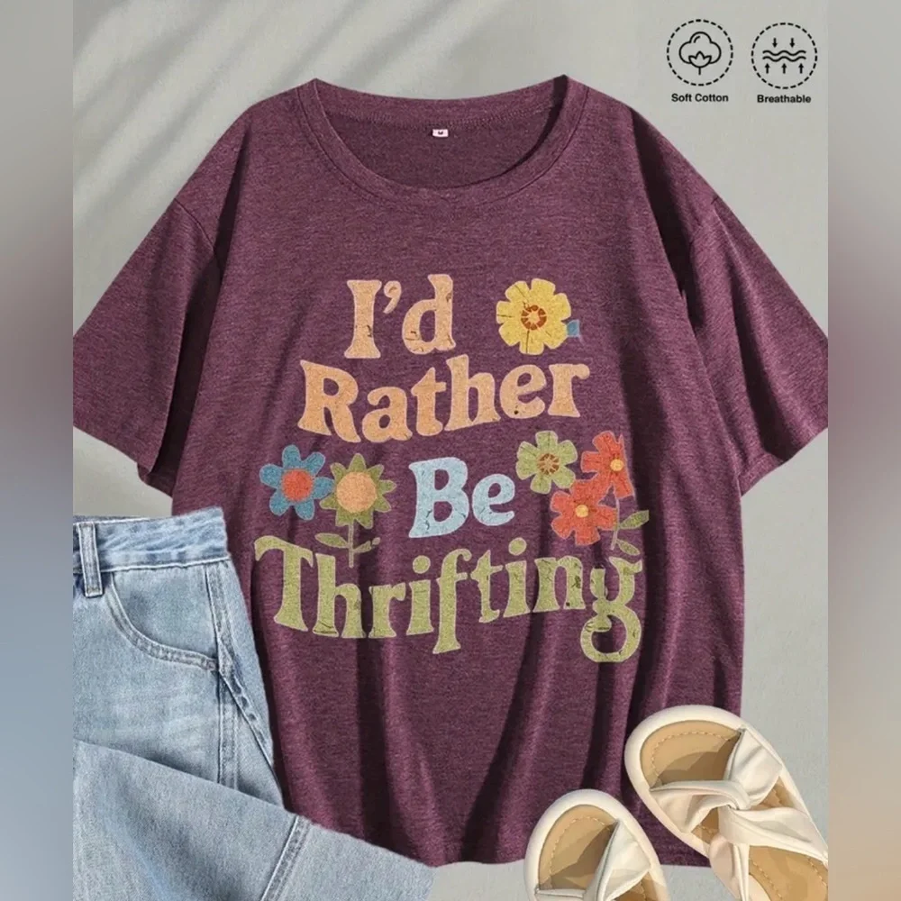 I’d Rather Be Thrifting Graphic Tee – Unisex Large – NWT - Picture 2 of 8